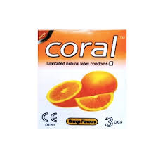 Coral - Orange Natural Latex Condom for Men-single pack-3 gun1 - 3 pieces