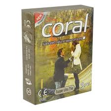 Coral Super Ultra Thin Lubricated Natural Latex Condom Single Pack 3 gunon 1 equal 3pcs