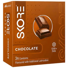 Skore Chocolate Flavoured 1500 plus Dots Condoms 3s Pack