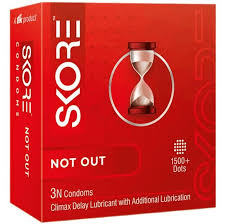 Skore Not Out Climax Delay Dotted Condoms - 3Pcs Pack(India)