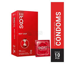 Skore Not Out Climax Delay Dotted Condoms - 10pcs Pack (Made in India)
