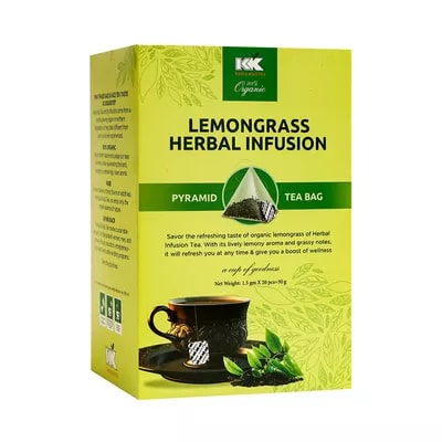 Kazi and Kazi Organic Lemongrass Pyramid Herbal Infusion Tea 20 pcs 30 gm