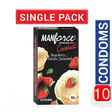 Manforce - Cocktail Condoms with Dotted-Rings Strawberry and Vanilla Flavored - 10 Pieces