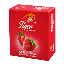 Tiger Ultra Thin Strawberry Flavour Condom 3s Pack